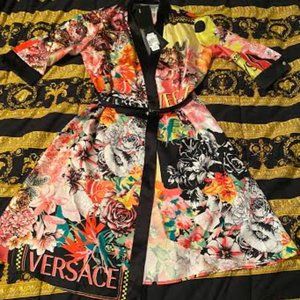 Versace silk belted wrap dress